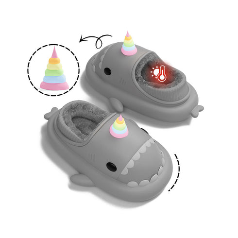 Sharkicks Basic - 冬款, 獨角獸鯊魚拖鞋, 包跟
